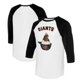 White/Black San Francisco Giants Tiny Turnip Unisex Sundae Helmet 3/4-Sleeve Raglan T-Shirt