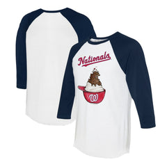 White/Navy Washington Nationals Tiny Turnip Unisex Sundae Helmet 3/4-Sleeve Raglan T-Shirt