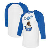White/Royal Los Angeles Dodgers Tiny Turnip Unisex Sundae Helmet 3/4-Sleeve Raglan T-Shirt
