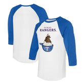 White/Royal Texas Rangers Tiny Turnip Unisex Sundae Helmet 3/4-Sleeve Raglan T-Shirt