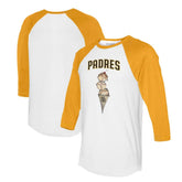 White/Gold San Diego Padres Tiny Turnip Unisex Triple Scoop 3/4-Sleeve Raglan T-Shirt