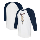 White/Navy Detroit Tigers Tiny Turnip Unisex Triple Scoop 3/4-Sleeve Raglan T-Shirt