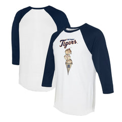 White/Navy Detroit Tigers Tiny Turnip Unisex Triple Scoop 3/4-Sleeve Raglan T-Shirt