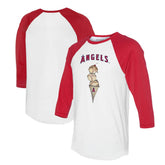White/Red Los Angeles Angels Tiny Turnip Unisex Triple Scoop 3/4-Sleeve Raglan T-Shirt