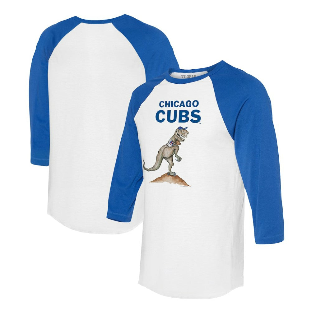 White/Royal Chicago Cubs Tiny Turnip Unisex TT Rex 3/4-Sleeve Raglan T-Shirt
