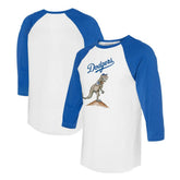 White/Royal Los Angeles Dodgers Tiny Turnip Unisex TT Rex 3/4-Sleeve Raglan T-Shirt