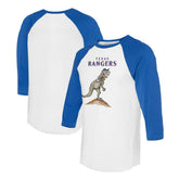 White/Royal Texas Rangers Tiny Turnip Unisex TT Rex 3/4-Sleeve Raglan T-Shirt