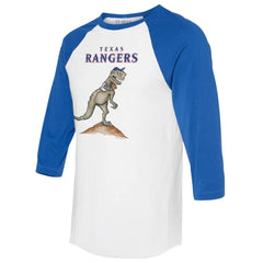 White/Royal Texas Rangers Tiny Turnip Unisex TT Rex 3/4-Sleeve Raglan T-Shirt