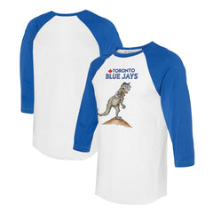 White/Royal Toronto Blue Jays Tiny Turnip Unisex TT Rex 3/4-Sleeve Raglan T-Shirt