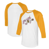 White/Gold San Diego Padres Tiny Turnip Unisex Unicorn 3/4-Sleeve Raglan T-Shirt