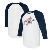 White/Navy Cleveland Guardians Tiny Turnip Unisex Unicorn 3/4-Sleeve Raglan T-Shirt