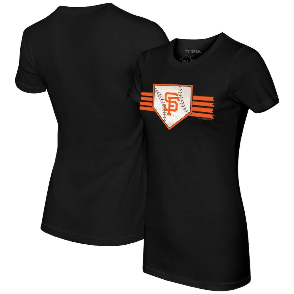 Black San Francisco Giants Tiny Turnip Women's Base Stripe T-Shirt
