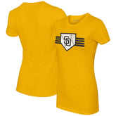 Gold San Diego Padres Tiny Turnip Women's Base Stripe T-Shirt