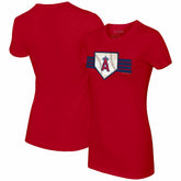Red Los Angeles Angels Tiny Turnip Women's Base Stripe T-Shirt