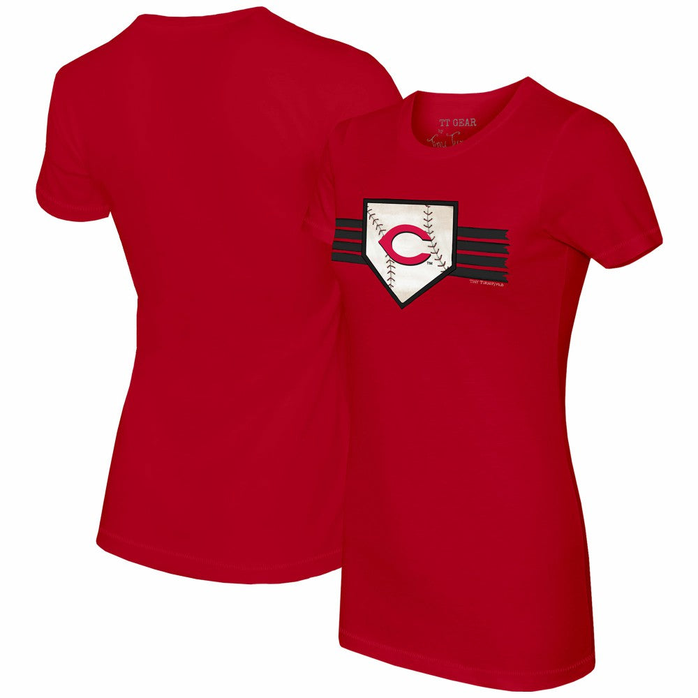 Red Cincinnati Reds Tiny Turnip Women's Base Stripe T-Shirt