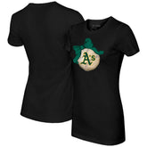 Black Athletics Tiny Turnip Women's Baseball Bow T-Shirt