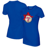 Royal Texas Rangers Tiny Turnip Women's Baseball Bow T-Shirt