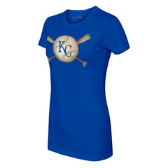 Royal Kansas City Royals Tiny Turnip Women's Baseball Cross Bats T-Shirt
