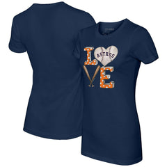 Navy Houston Astros Tiny Turnip Women's Baseball Love T-Shirt
