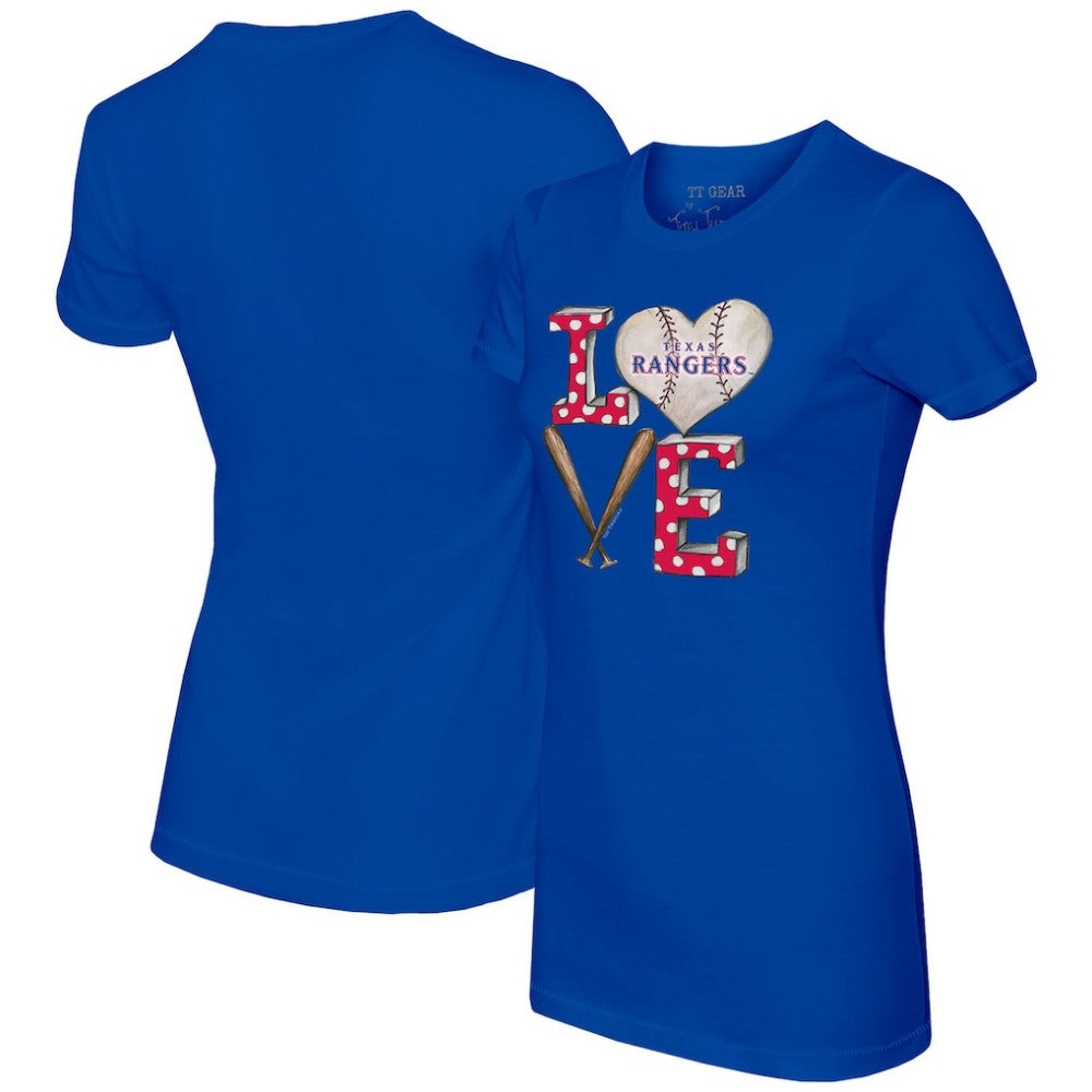 Royal Texas Rangers Tiny Turnip Women's Baseball Love T-Shirt