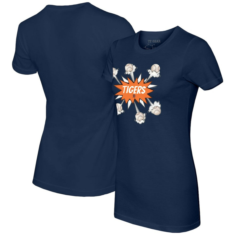 Navy Detroit Tigers Tiny Turnip Women's Baseball Pow T-Shirt