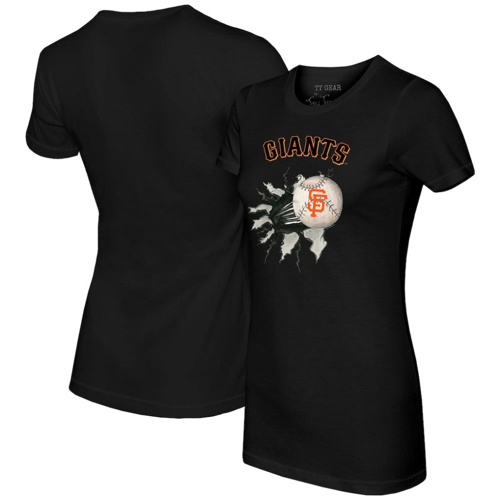 Black San Francisco Giants Tiny Turnip Women's Baseball Tear T-Shirt