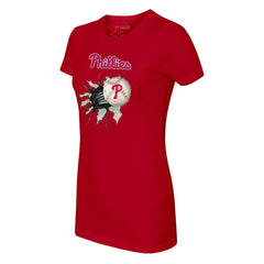 Red Philadelphia Phillies Tiny Turnip Women's Baseball Tear T-Shirt