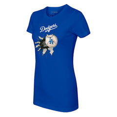 Royal Los Angeles Dodgers Tiny Turnip Women's Baseball Tear T-Shirt