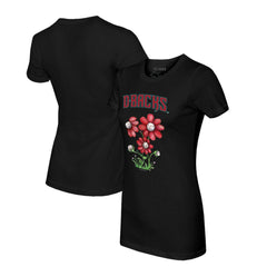 Black Arizona Diamondbacks Tiny Turnip Women's Blooming Baseballs T-Shirt