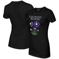 Black Colorado Rockies Tiny Turnip Women's Blooming Baseballs T-Shirt
