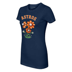 Navy Houston Astros Tiny Turnip Women's Blooming Baseballs T-Shirt