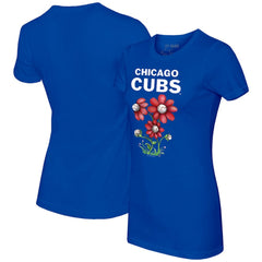 Royal Chicago Cubs Tiny Turnip Women's Blooming Baseballs T-Shirt