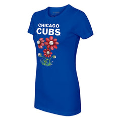 Royal Chicago Cubs Tiny Turnip Women's Blooming Baseballs T-Shirt