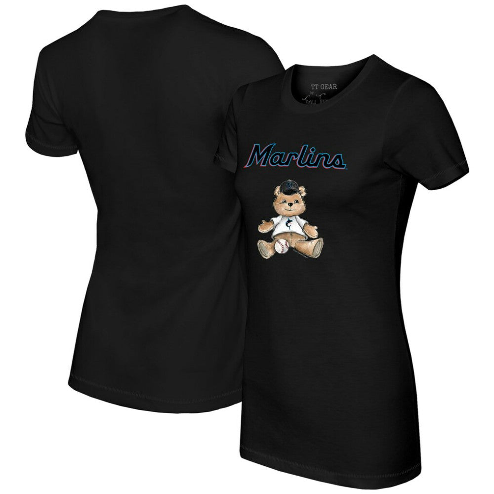 Black Miami Marlins Tiny Turnip Women's Teddy Boy T-Shirt
