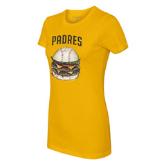 Gold San Diego Padres Tiny Turnip Women's Burger T-Shirt