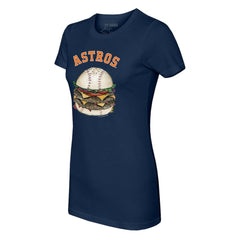 Navy Houston Astros Tiny Turnip Women's Burger T-Shirt