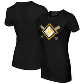 Black Pittsburgh Pirates Tiny Turnip Women's Diamond Cross Bats T-Shirt