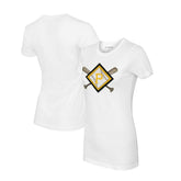 White Pittsburgh Pirates Tiny Turnip Women's Diamond Cross Bats T-Shirt