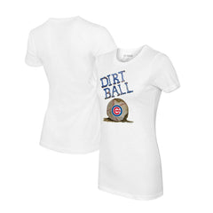 White Chicago Cubs Tiny Turnip Women's Dirt Ball T-Shirt