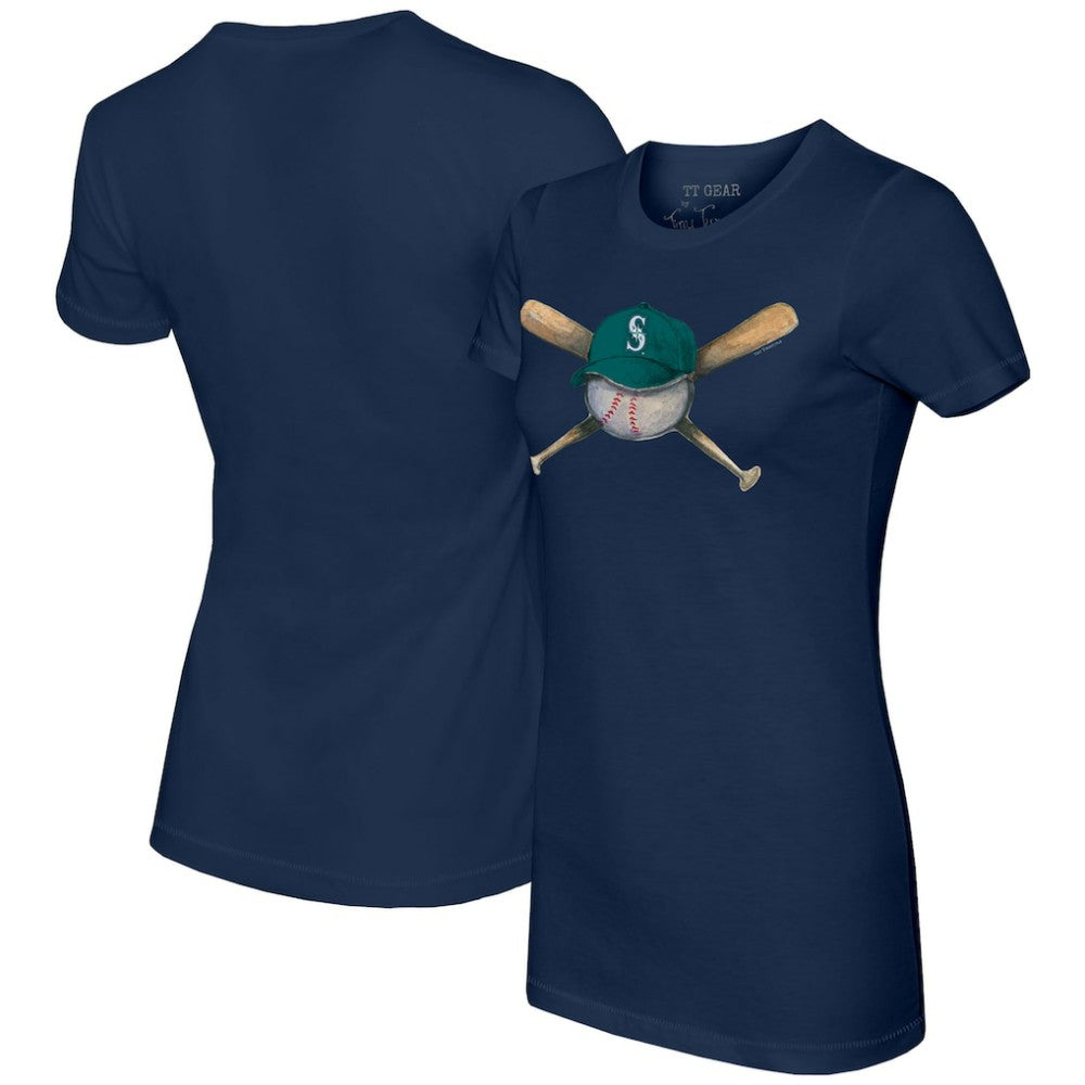 Navy Seattle Mariners Tiny Turnip Women's Hat Crossbats T-Shirt