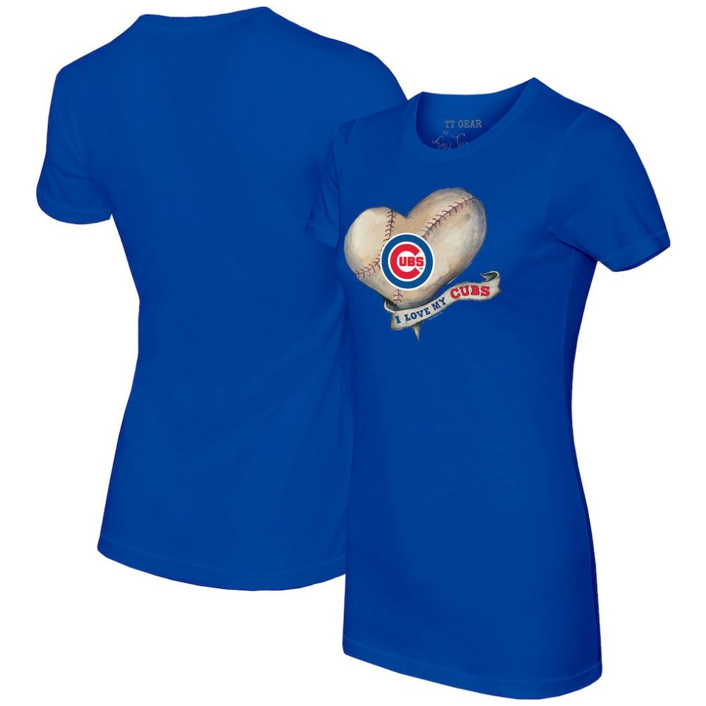 Royal Chicago Cubs Tiny Turnip Women's Heart Banner T-Shirt