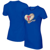Royal Texas Rangers Tiny Turnip Women's Heart Banner T-Shirt