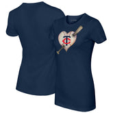 Navy Minnesota Twins Tiny Turnip Women's Heart Bat T-Shirt