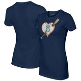 Navy Seattle Mariners Tiny Turnip Women's Heart Bat T-Shirt