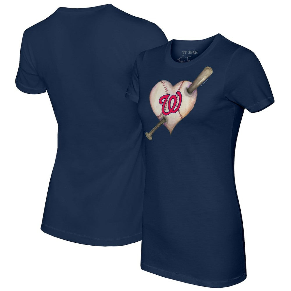 Navy Washington Nationals Tiny Turnip Women's Heart Bat T-Shirt
