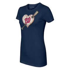 Navy Washington Nationals Tiny Turnip Women's Heart Bat T-Shirt
