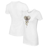 White San Diego Padres Tiny Turnip Women's Heart Lolly T-Shirt