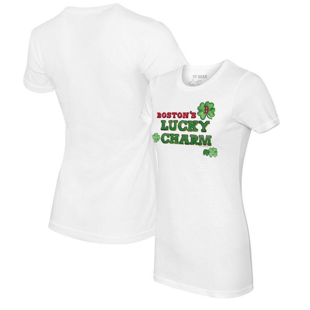 White Boston Red Sox Tiny Turnip Women's Lucky Charm T-Shirt