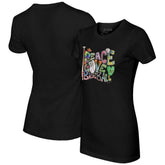 Black Athletics Tiny Turnip Women's Peace Love Baseball Fitted T-Shirt