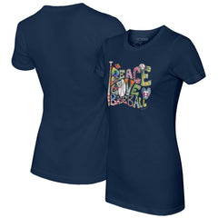 Navy Minnesota Twins Tiny Turnip Women's Peace Love Baseball Fitted T-Shirt